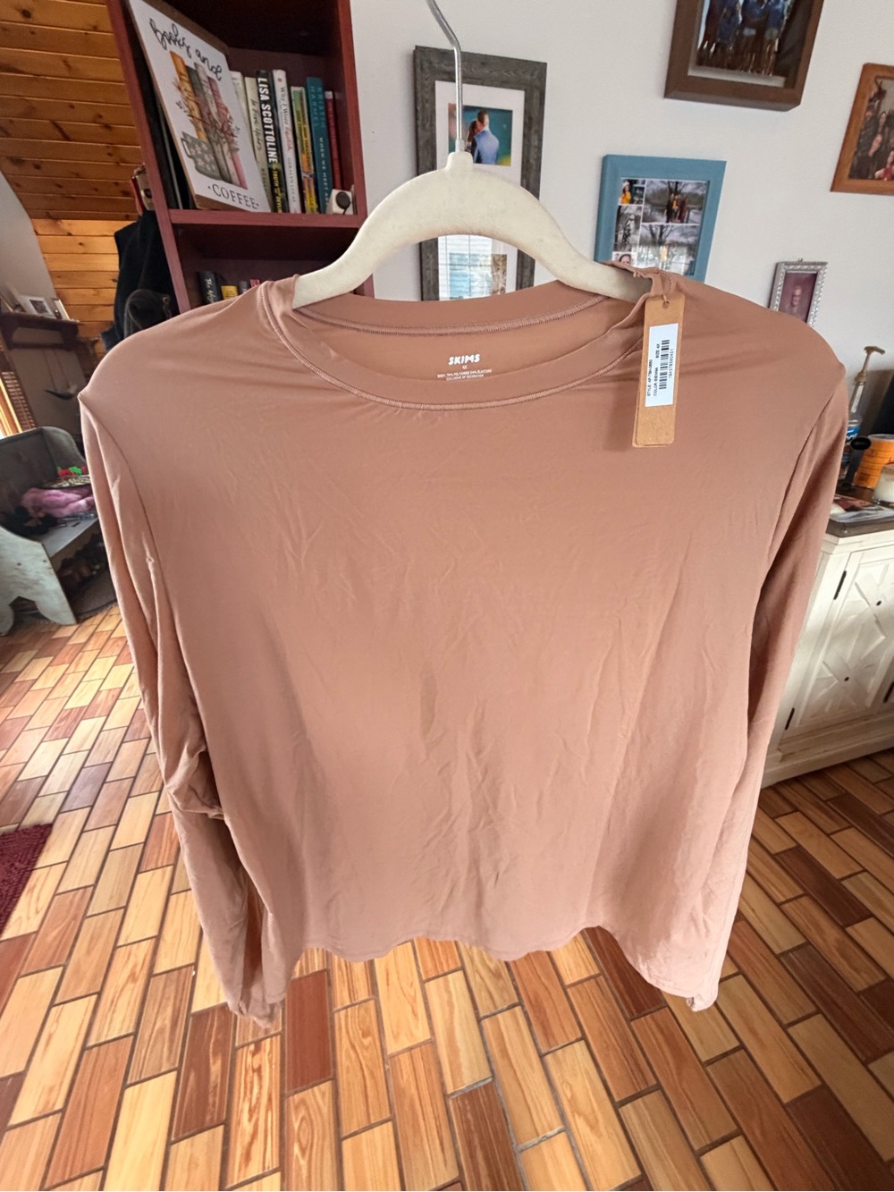 SKIMS Long Sleeve Crew Top in Blush